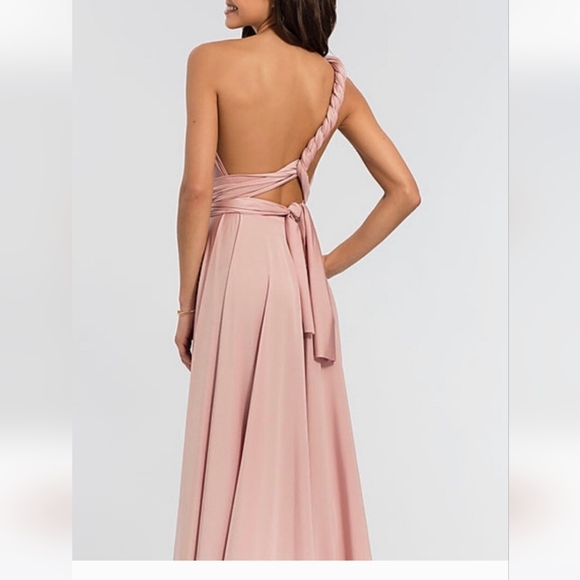 KLEINFIELD Convertible-Bodice Long Bridesmaid Dress In Blush Pink. Size M NWT - Picture 3 of 16